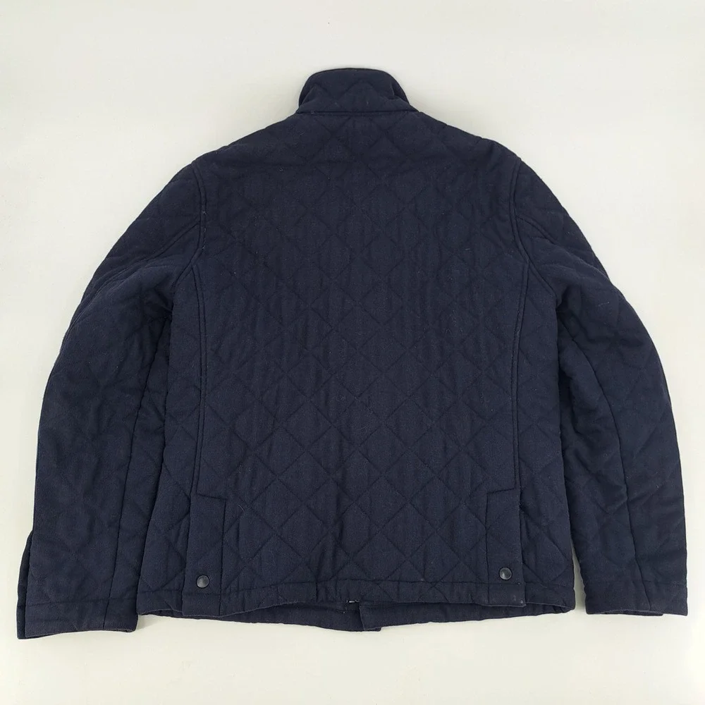 Bonobos Jacket Mens Large Blue Diamond Quilted Full Zip Wool Blend Barn Coat